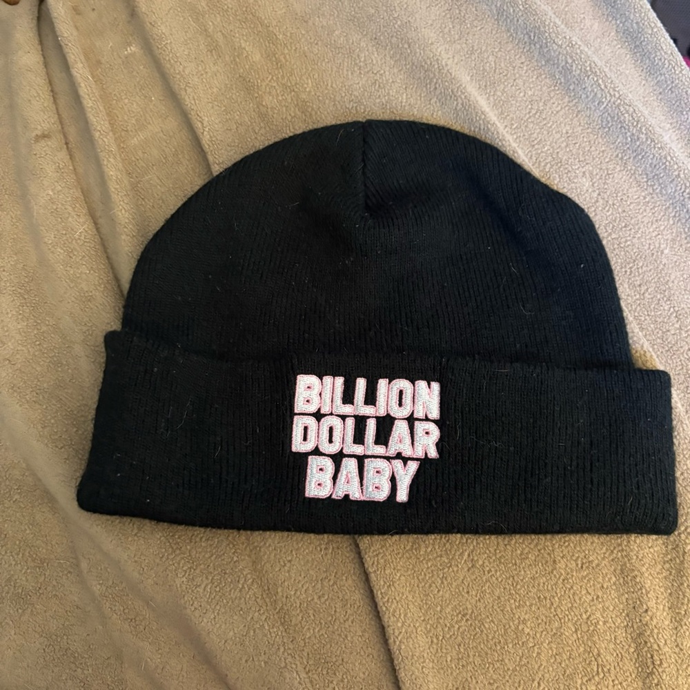 Billion Dollar Baby Black Beanie with Pink Embroidery